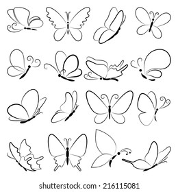 Butterflies vector set