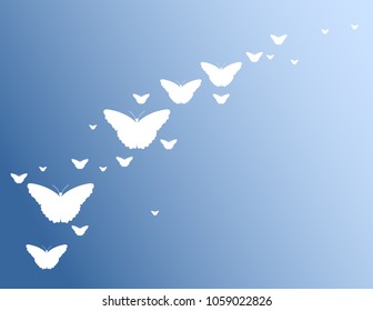 Butterflies white silhouette