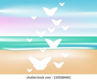 Butterflies white silhouette