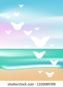 Butterflies white silhouette