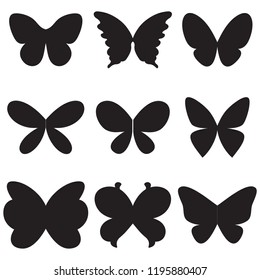 Butterflies wings Silhouette vector icons set