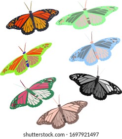 butterflies.a set of bright butterflies.vector.