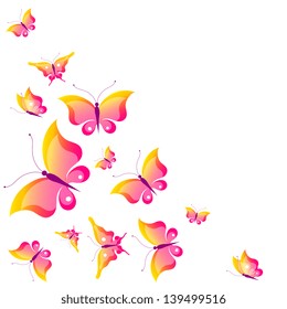 butterflies,summer design,isolated on a white,vector