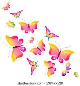 butterflies,summer design,isolated on a white,vector