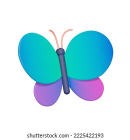 Butterfly 3d icon. Insect. Isolated object on transparent background