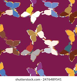 Butterfly 3d seamless pattern. 3d illustration. Nature modern wallpaper. 