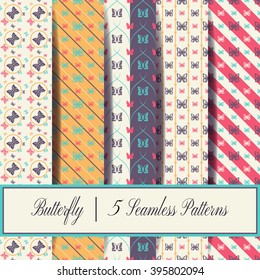 Butterfly - 5 seamless patterns.