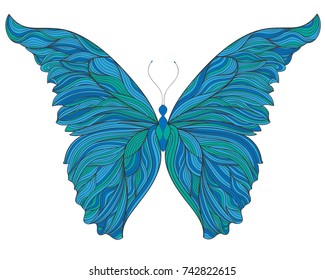  Butterfly is abstract in a blue  color with decorative wings