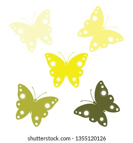 Butterfly, abstract butterflies yellow and green set, icon vector
