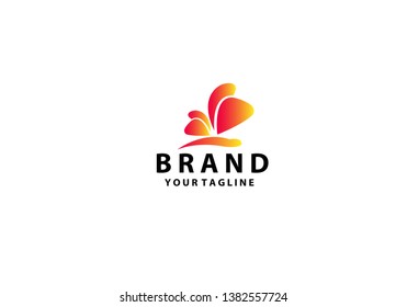Butterfly abstract color logo template 