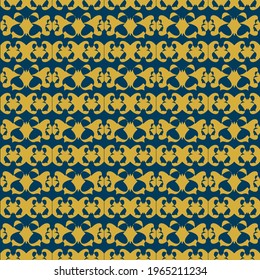 butterfly abstract Imitation gold with blue design seamless patterns. A seamless vector background. blue with Imitation gold ornament. Graphic modern pattern. Simple graphic design.