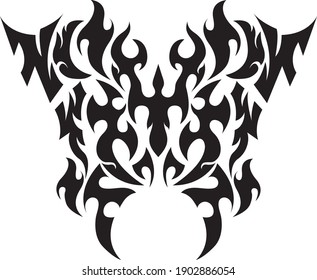 forma de tinta abstracta de mariposa. Un simple tatuaje. Cartel tribal.