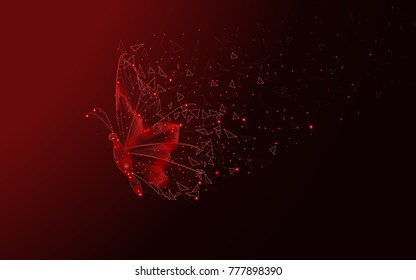 Butterfly abstract isolated on red background. For web site, poster, placard and wallpaper. Useful for cover and flyer. Creative art, modern abstract concept