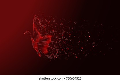 Butterfly abstract isolated on red background. For web site, poster, placard and wallpaper. Useful for cover and flyer. Creative art, modern abstract concept