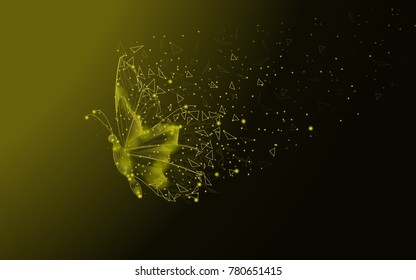 Butterfly abstract isolated on yellow background. For web site, poster, placard and wallpaper. Useful for cover and flyer. Creative art, modern abstract concept