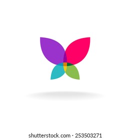 Butterfly abstract logo. Colorful vector silhouette of a butterfly with throw open wings. Transparency are flattened.