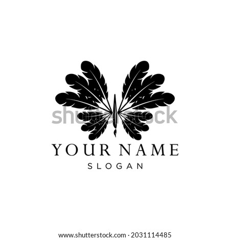 butterfly abstract logo from quill and feather pen.