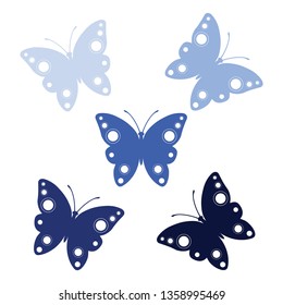 Butterfly, abstract navy butterflies set, icon vector