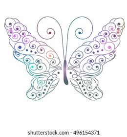 Butterfly abstract ornamental design with swirl elements