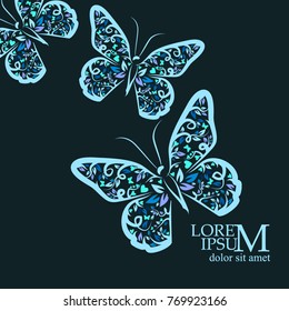 Butterfly abstract pattern with hearts