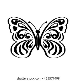 Butterfly with abstract patterning on wings icon in simple style isolated on white background. Insect symbol