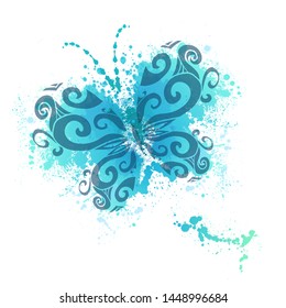 Butterfly abstract with stains of paint. Vector illustration