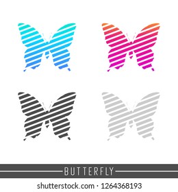 Butterfly abstract stripe silhouette. Animal design illustration silhouette