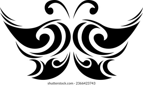 Tatuaje abstracto de mariposa, ilustración del tatuaje, vector sobre fondo blanco.
