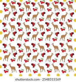 butterfly, alpaca with fruit as a pattern background