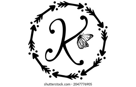 Butterfly Alphabet K SVG Design . Typography . Alphabet SVG Cut Files svg