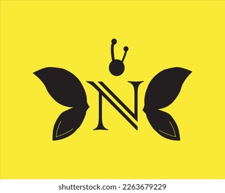 Butterfly Alphabet logo of N