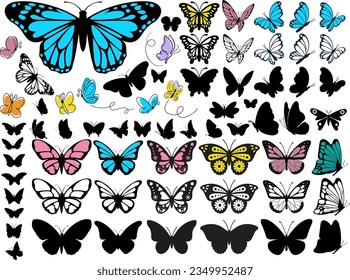 Conjunto de vectores de vuelo de animales de mariposa