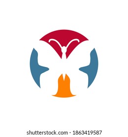 Butterfly animal logo design vector template