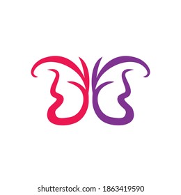 Plantilla vectorial de diseño de logotipo de animales de mariposa