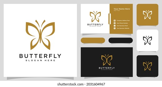 vectores de diseño de logotipo de animales de mariposa y tarjeta de negocios