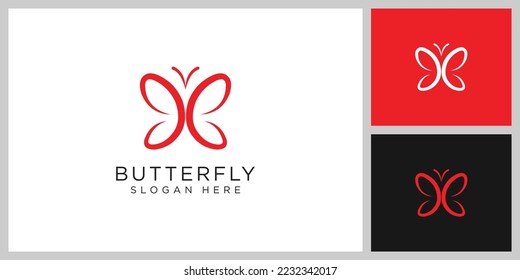 butterfly animal logo design vector