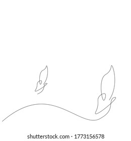 Butterfly animal one line drawing on white background, vector illustration