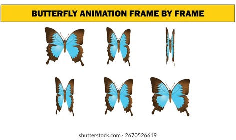 Butterfly Animation Frame by Frame Sequence