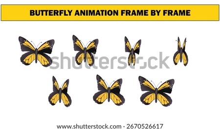Butterfly Animation Frame by Frame Sequence