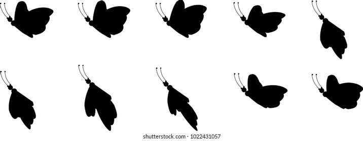 Hoja de animación de mariposa