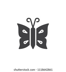 Butterfly with antenna vector icon. filled flat sign for mobile concept and web design. Tropical butterfly simple solid icon. Symbol, logo illustration. Pixel perfect vector graphics