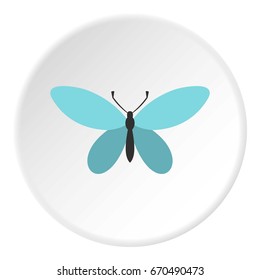 Butterfly with antennae icon in flat circle isolated vector illustration for web