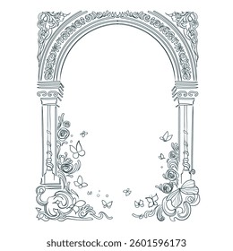butterfly arc columns vector nature frame line artistic