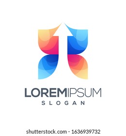 butterfly arrow gradient logo design