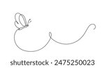 Butterfly art in continuous line horizontal banner vector illustration. Moth insect form in trendy outline minimal simple style. Isolated on light background.