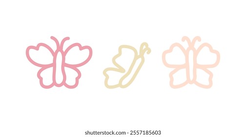 Butterfly Art Line Doodle in Pastel Colors