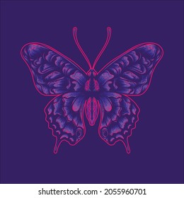 butterfly artwork illustration in dark background