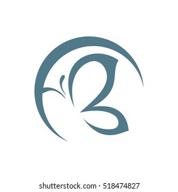 Butterfly B Letter Inside a Circle Illustration Design. Vector EPS 10.