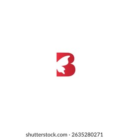 Butterfly B logo icon flat vector design
