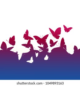 Butterfly background. Silhouette illustration.